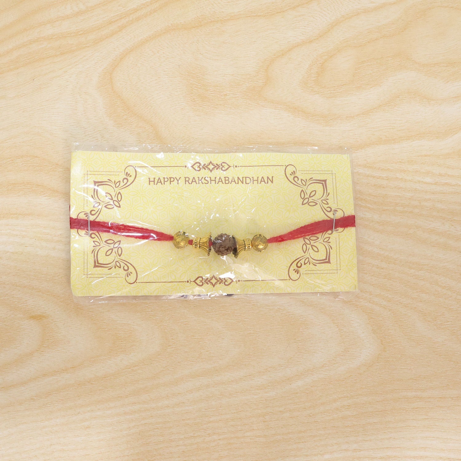 Rudraksha Bead Swastik Charm Designer Rakhi for Brother