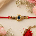 Traditional Rakhi for Brother Floral Stone Centre Design