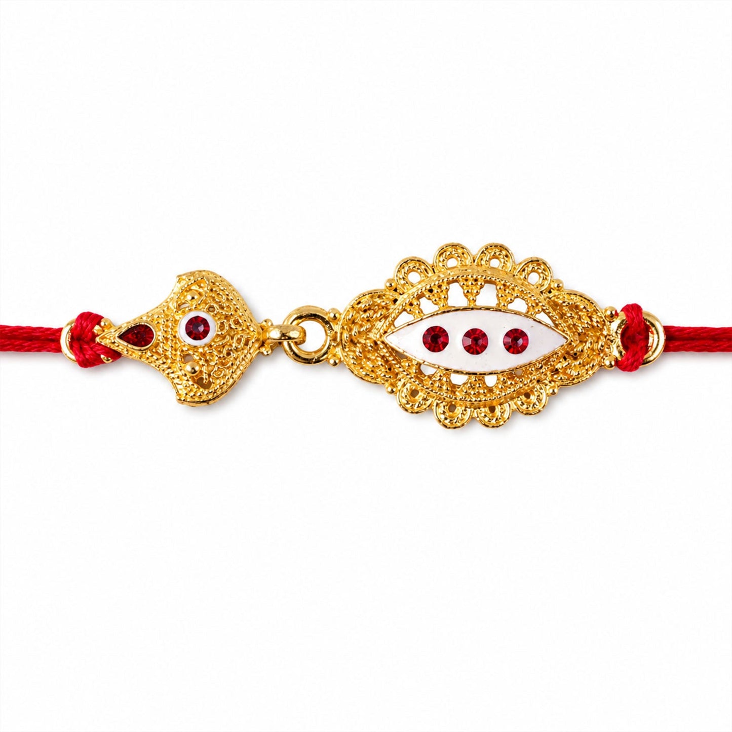 Oval Stone Studded Designer Premium Traditional Rakhi for Brother