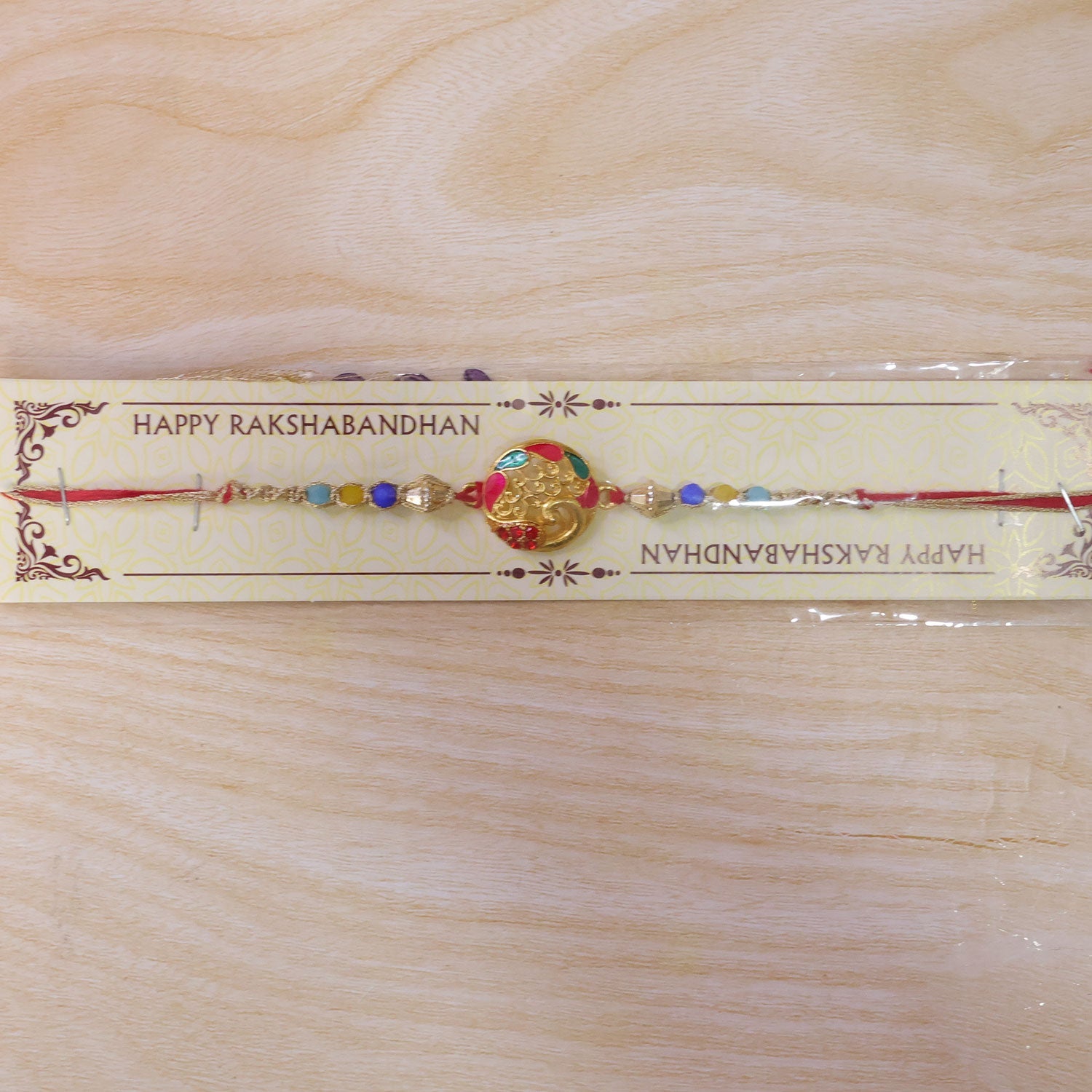 Round Peacock Stone Designer Premium Traditional Rakhi for Brother