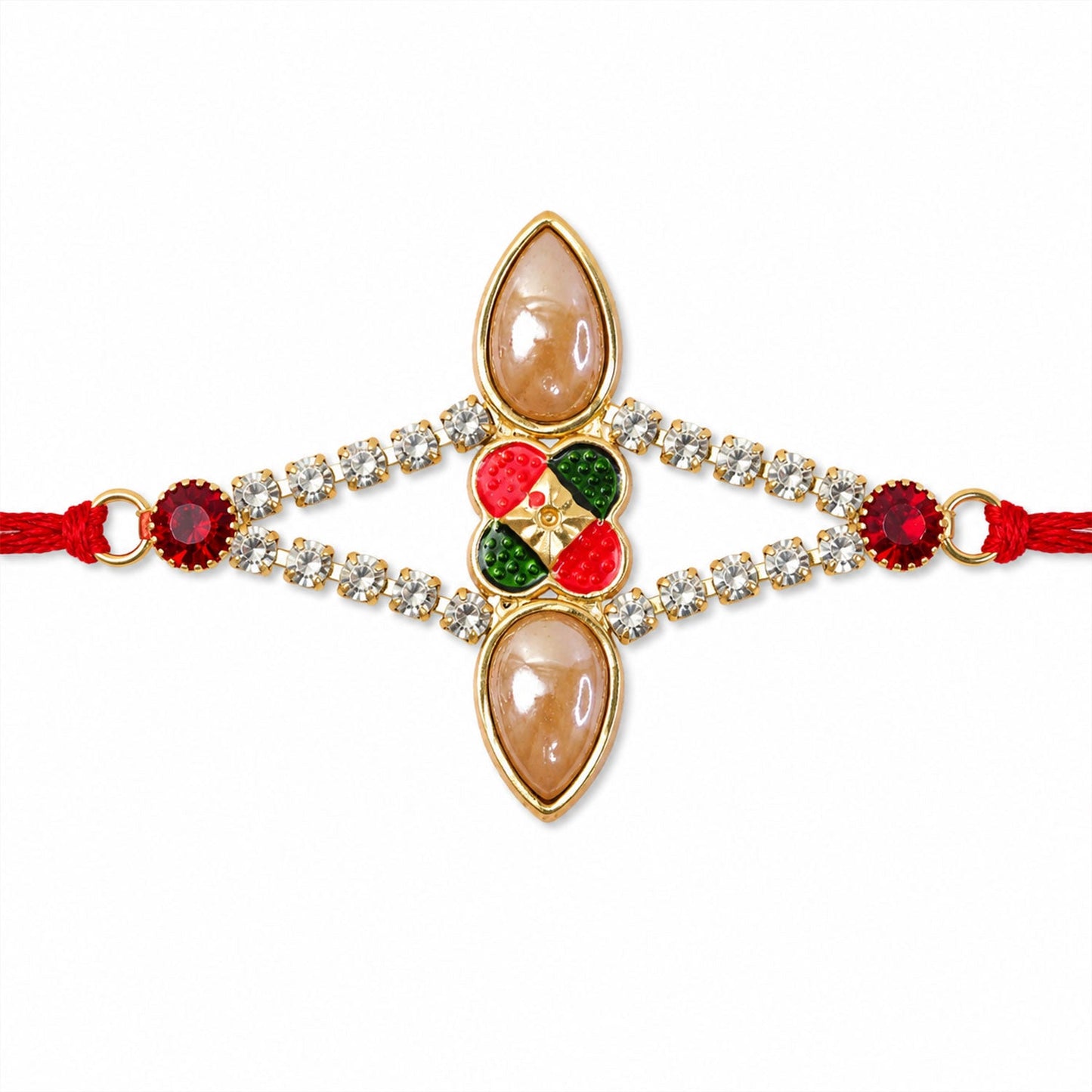 Petal Stone Studded Designer Premium Traditional Rakhi for Brother