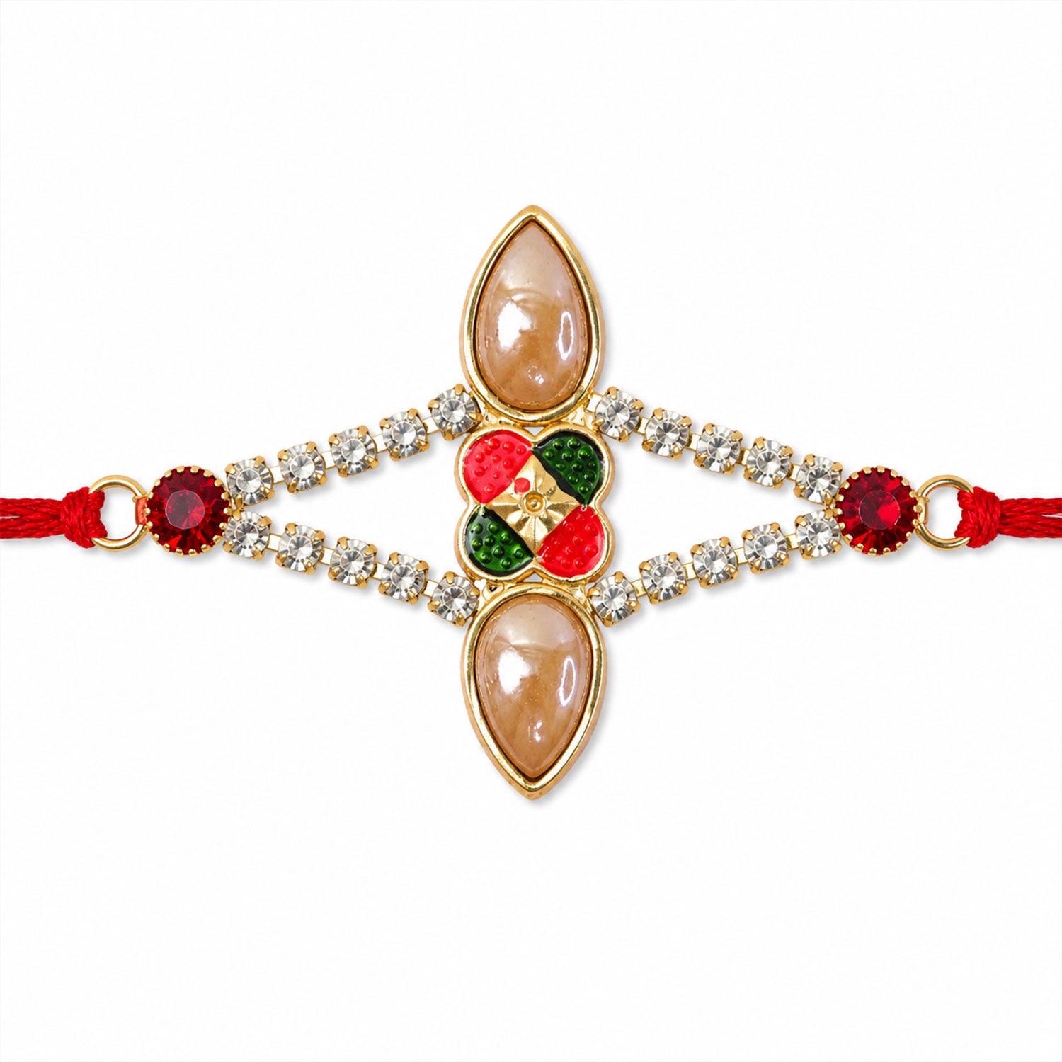 Petal Stone Studded Designer Premium Traditional Rakhi for Brother