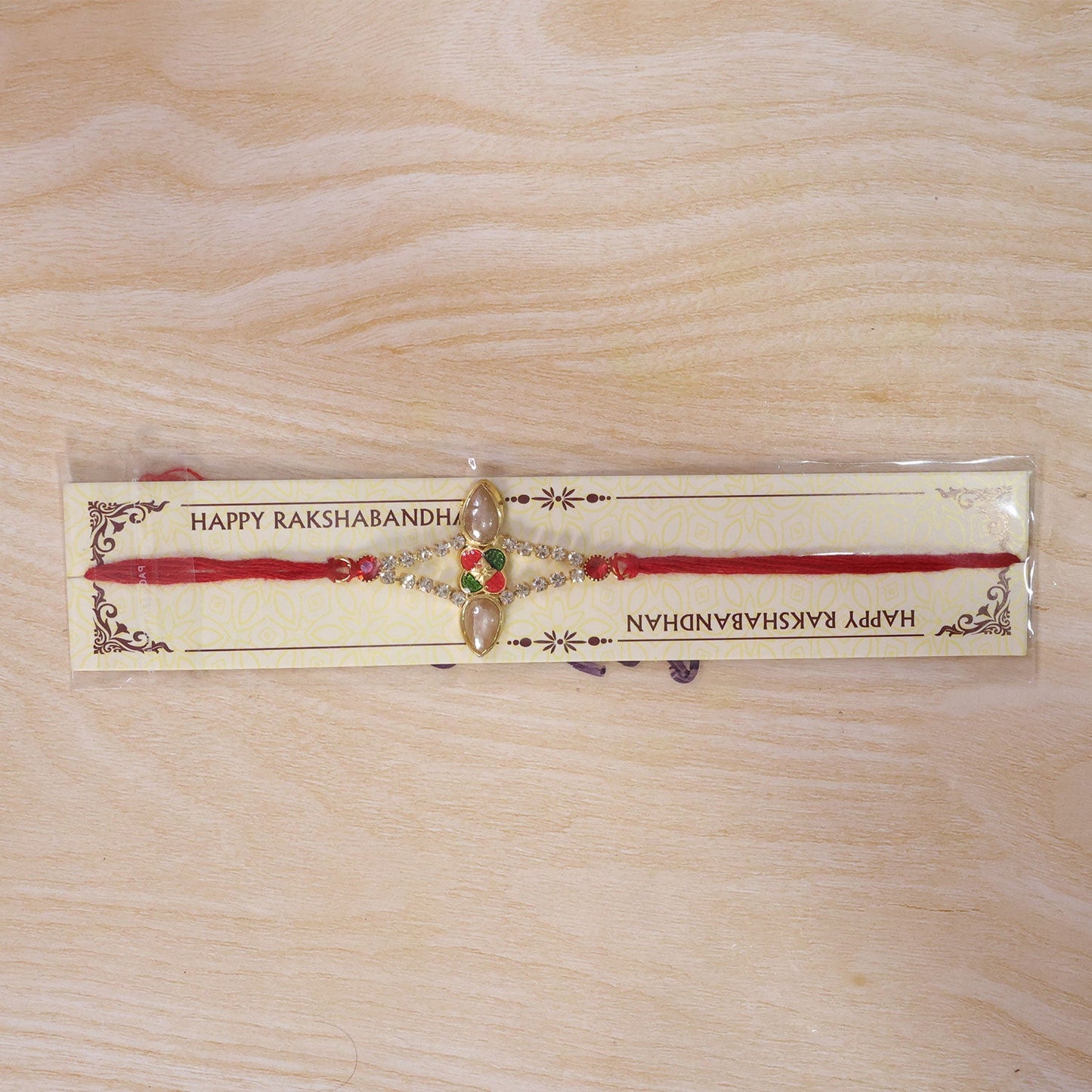 Petal Stone Studded Designer Premium Traditional Rakhi for Brother