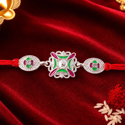 Traditional Meenakari Rakhi with Stonework Rakhi for Brother