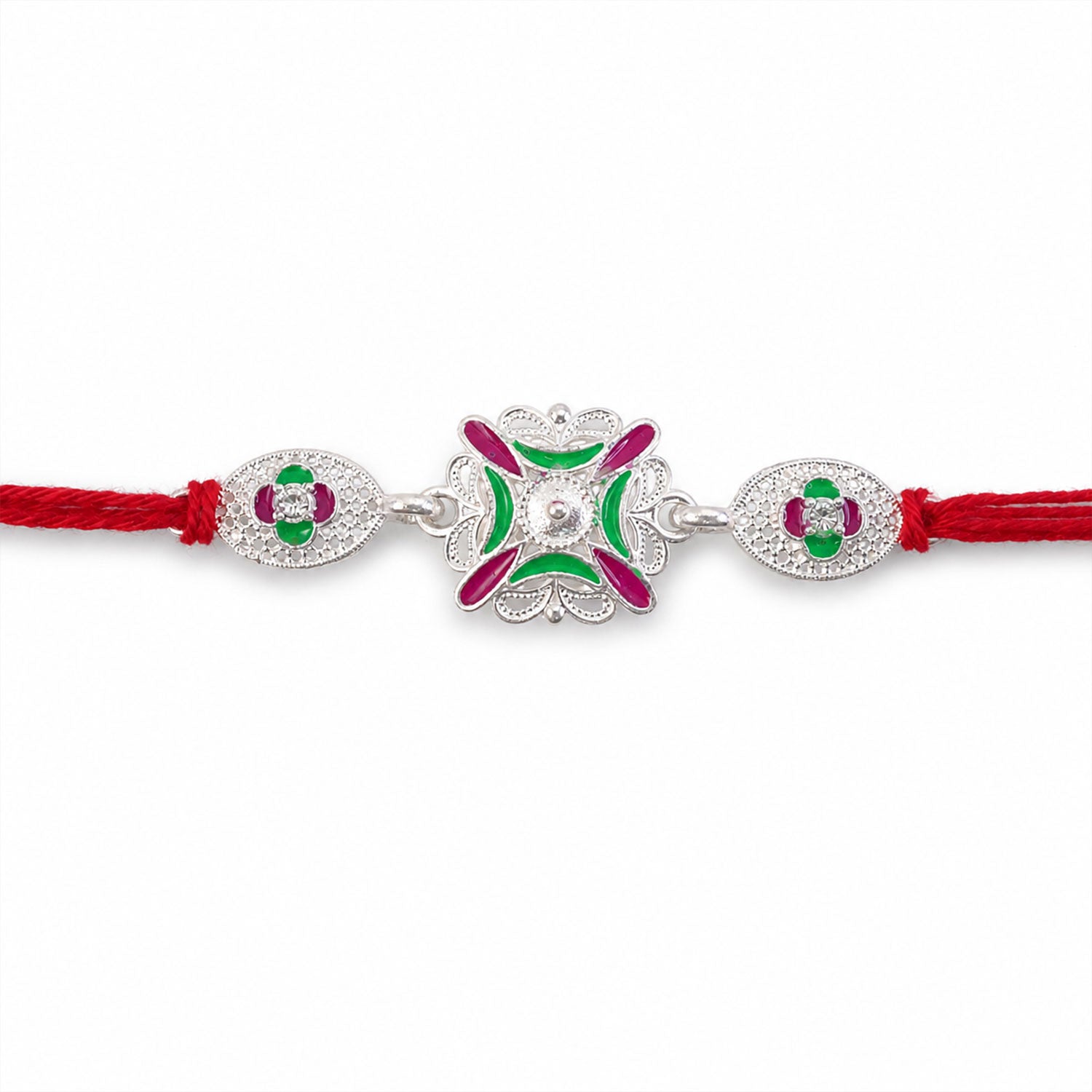 Traditional Meenakari Rakhi with Stonework Rakhi for Brother