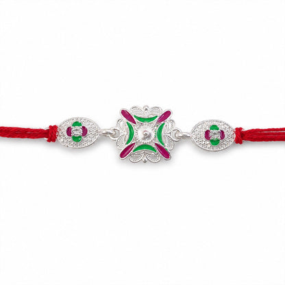 Traditional Meenakari Rakhi with Stonework Rakhi for Brother