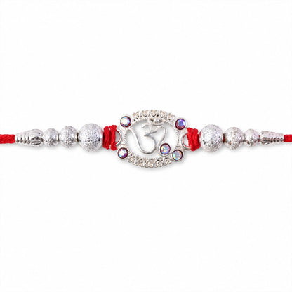 Om Symbol Stone Studded Designer Premium Traditional Rakhi for Brother