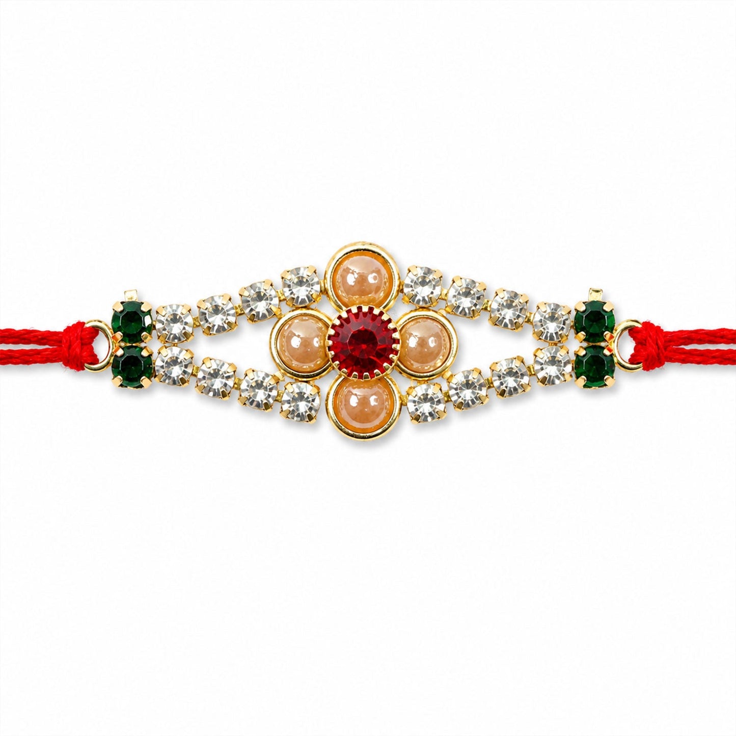 Floral Bar Stone Studded Premium Designer Traditional Rakhi for Brother