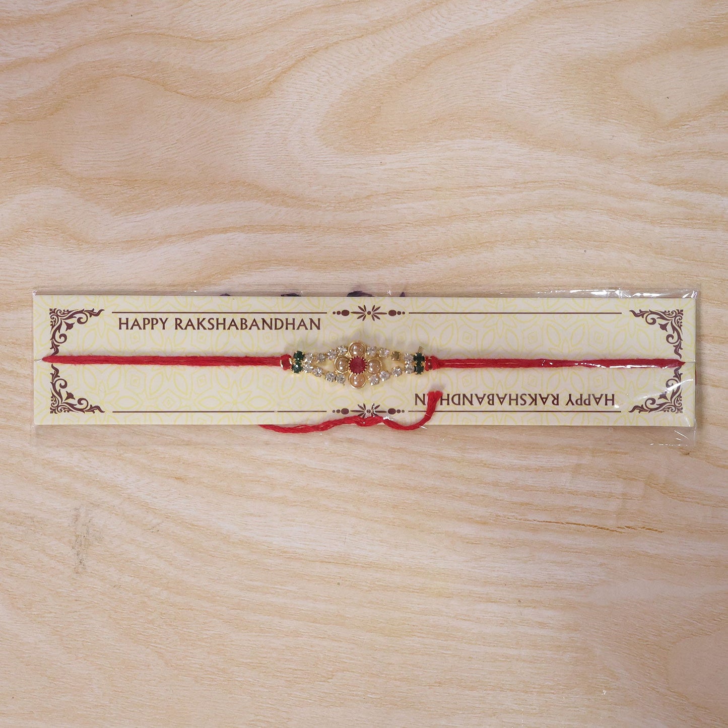 Floral Bar Stone Studded Premium Designer Traditional Rakhi for Brother