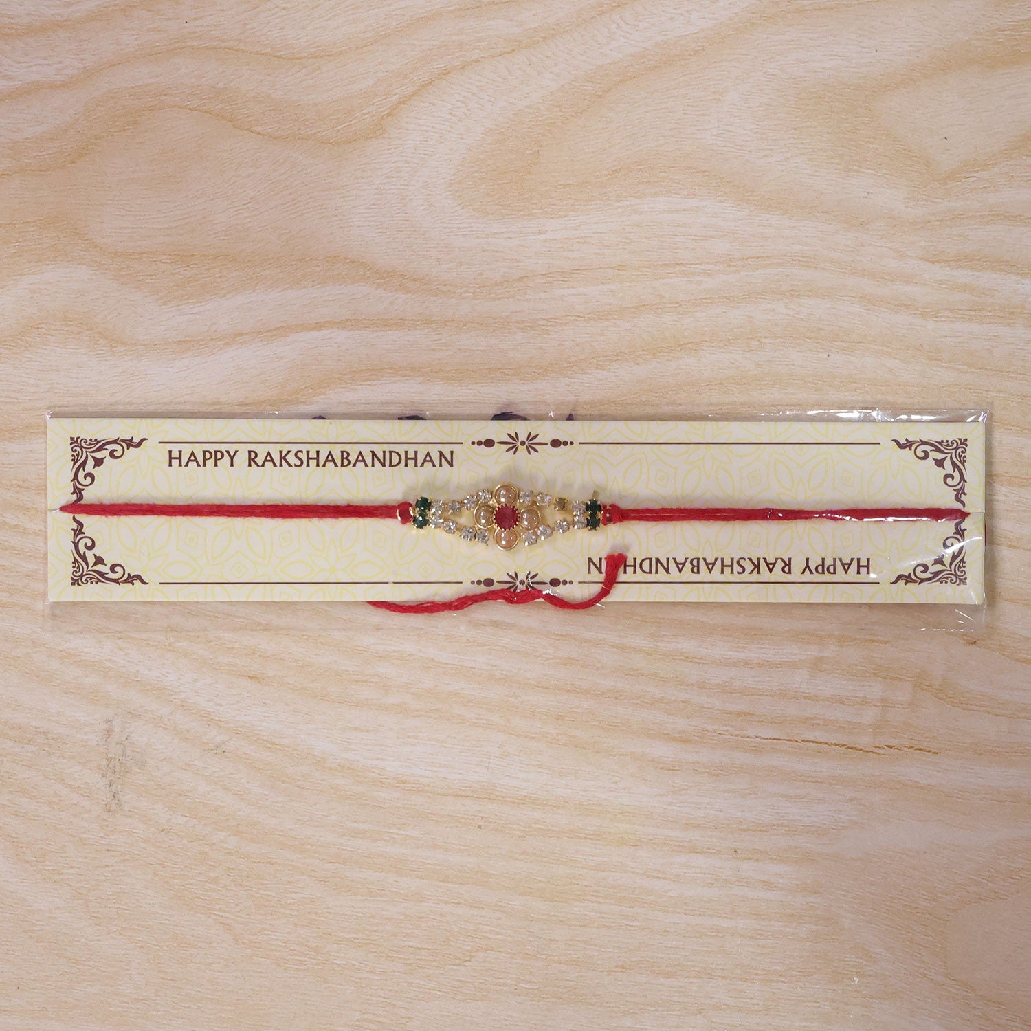 Floral Bar Stone Studded Premium Designer Traditional Rakhi for Brother