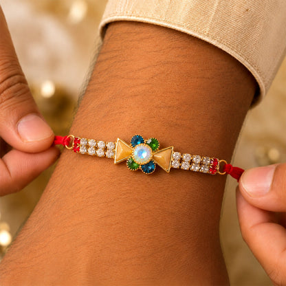 Premium Bar Stone Studded Designer Premium Traditional Rakhi for Brother