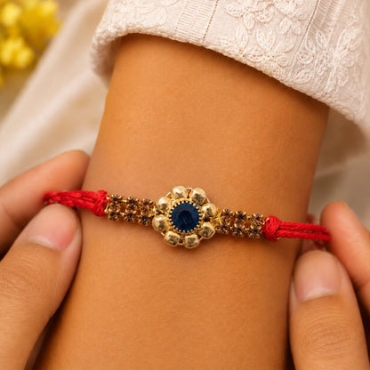 Floral Center Stone Studded Designer Rakhi for Brother