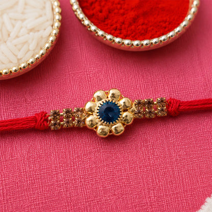 Floral Center Stone Studded Designer Rakhi for Brother