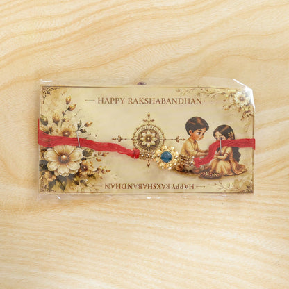 Floral Center Stone Studded Designer Rakhi for Brother