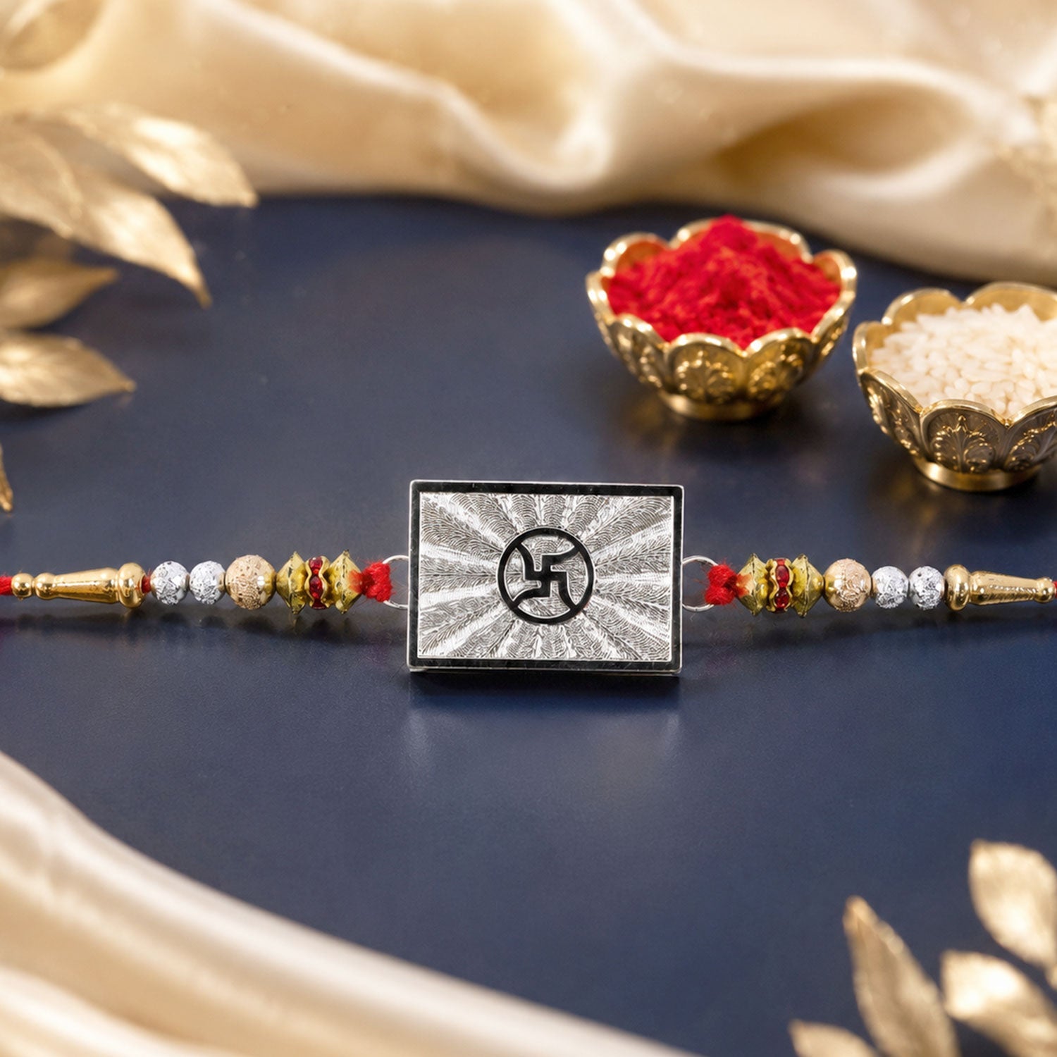 Om Symbol Square Medallion Designer Rakhi for Brother
