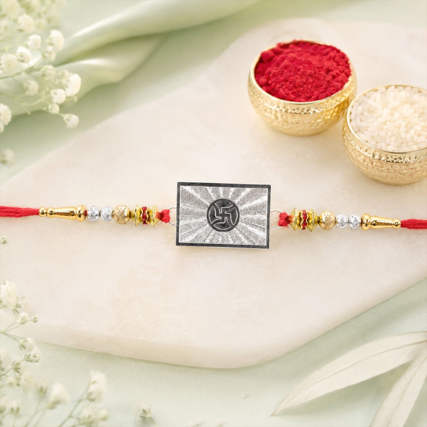 Om Symbol Square Medallion Designer Rakhi for Brother