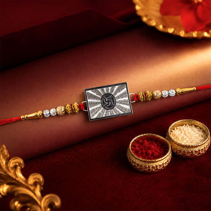 Om Symbol Square Medallion Designer Rakhi for Brother