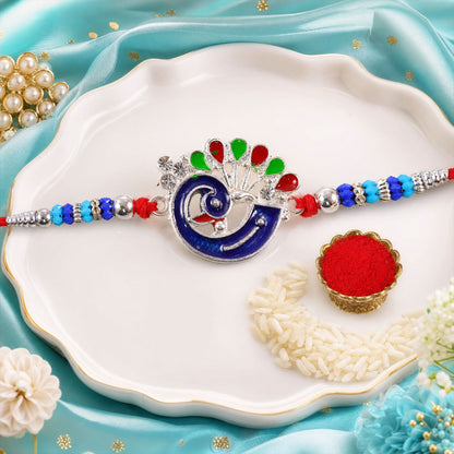 Peacock Motif Beaded Designer Premium Traditional Rakhi for Brother