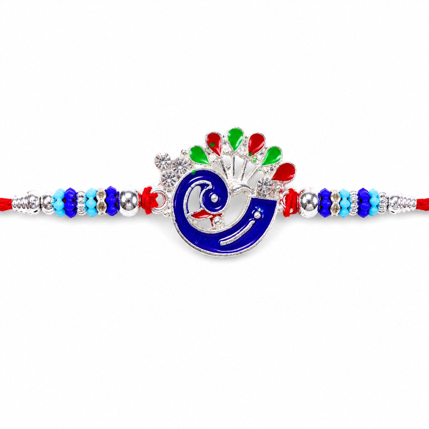 Peacock Motif Beaded Designer Premium Traditional Rakhi for Brother