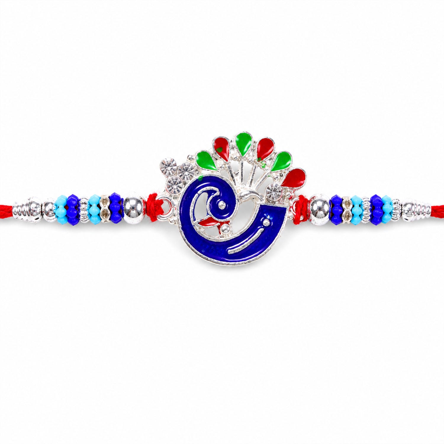 Peacock Motif Beaded Designer Premium Traditional Rakhi for Brother