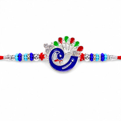 Peacock Motif Beaded Designer Premium Traditional Rakhi for Brother