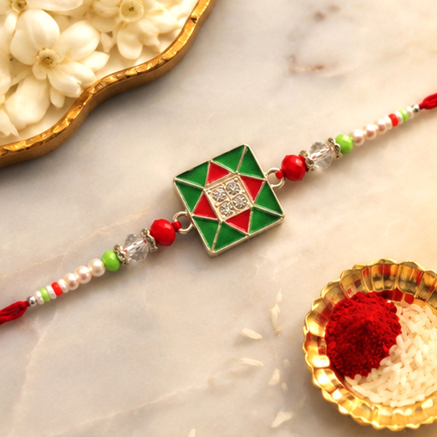 Geometric Square Stone Premium Designer Rakhi for Brother