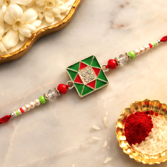 Geometric Square Stone Premium Designer Rakhi for Brother