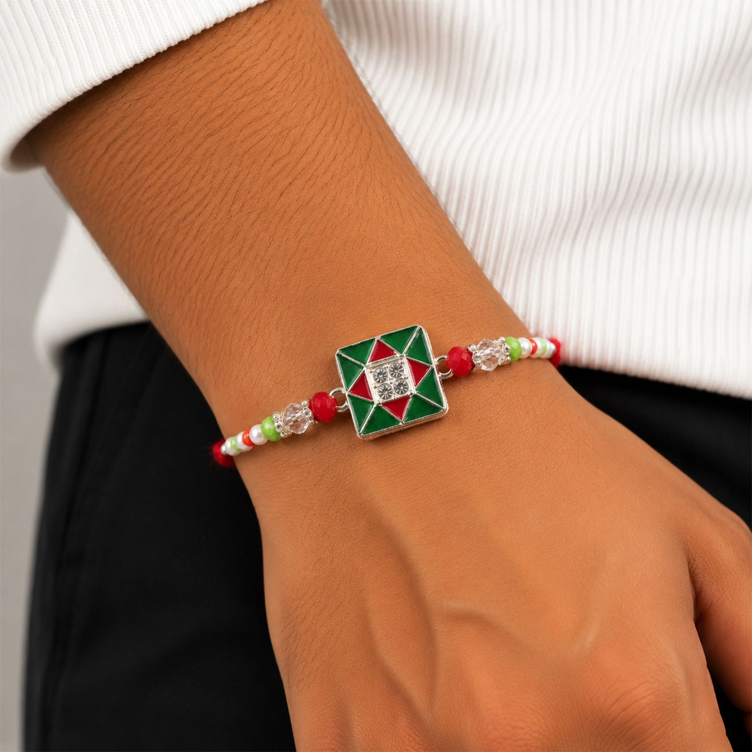 Geometric Square Stone Premium Designer Rakhi for Brother