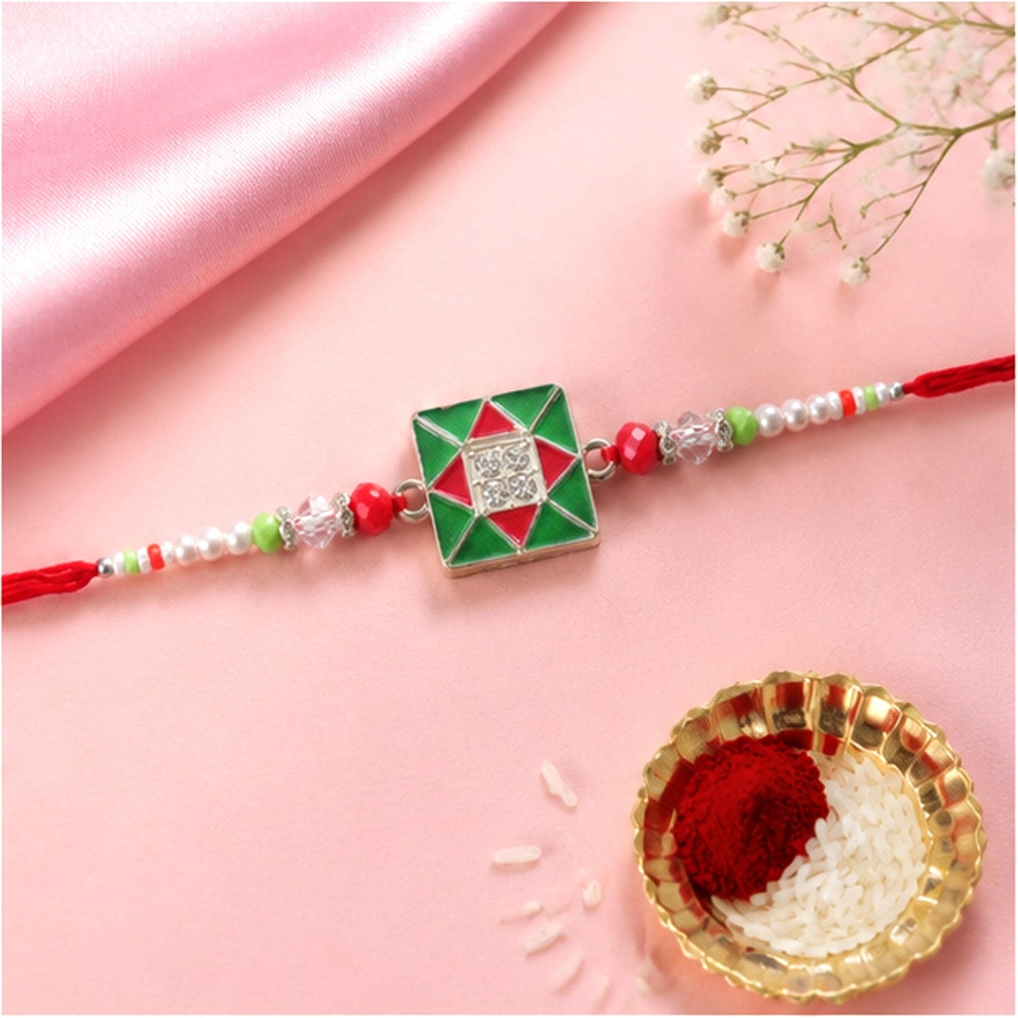 Geometric Square Stone Premium Designer Rakhi for Brother