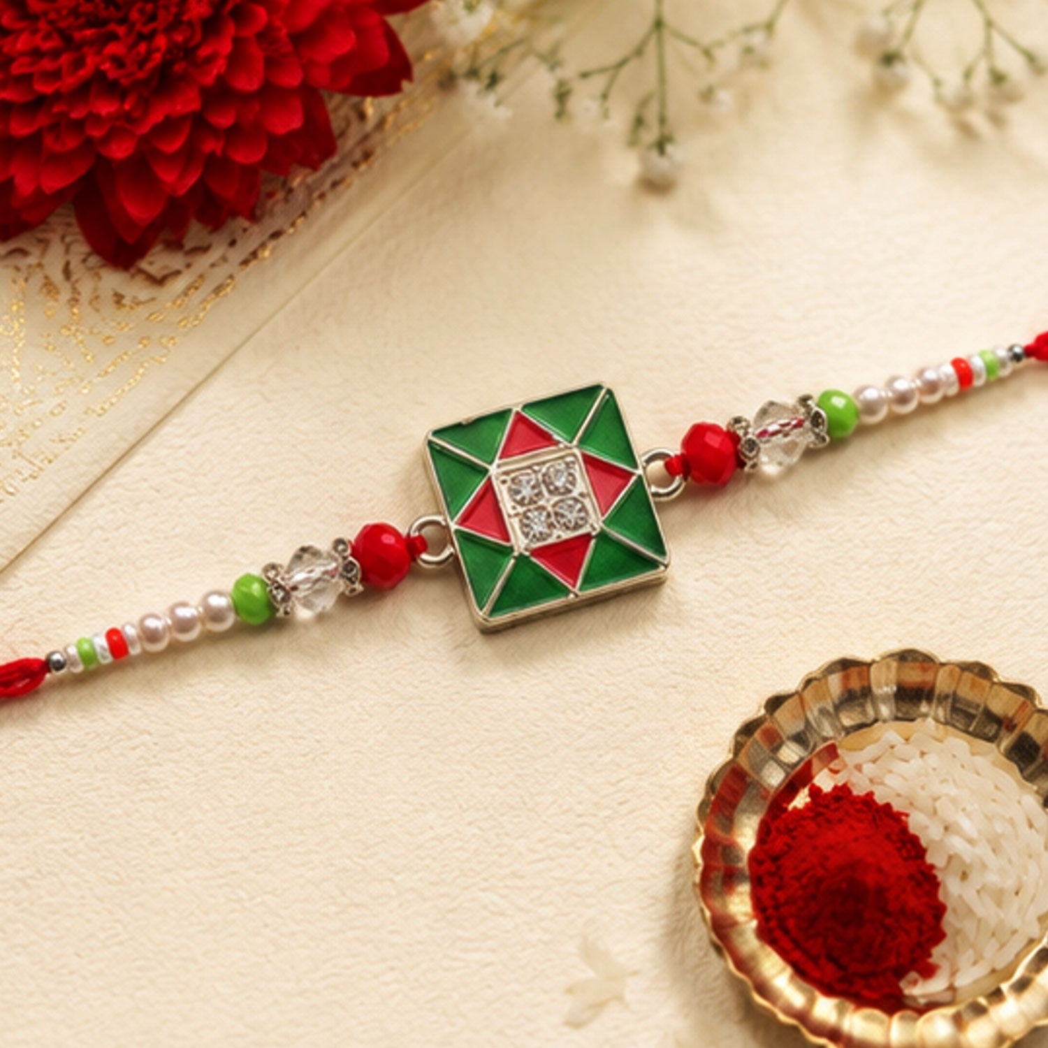 Geometric Square Stone Premium Designer Rakhi for Brother