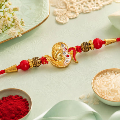 Om Symbol Ganesha Charm Premium Designer Traditional Rakhi for Brother