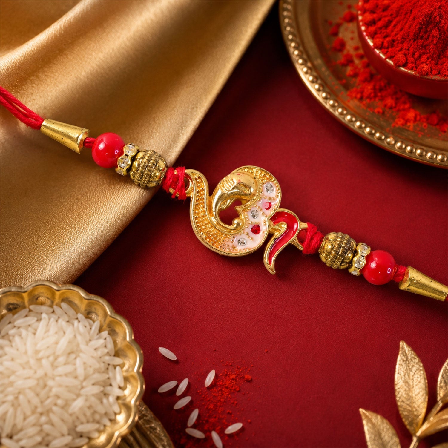 Om Symbol Ganesha Charm Premium Designer Traditional Rakhi for Brother