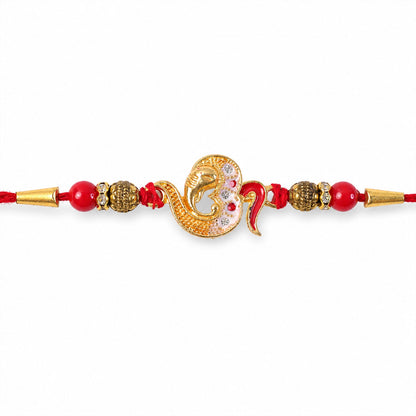 Om Symbol Ganesha Charm Premium Designer Traditional Rakhi for Brother