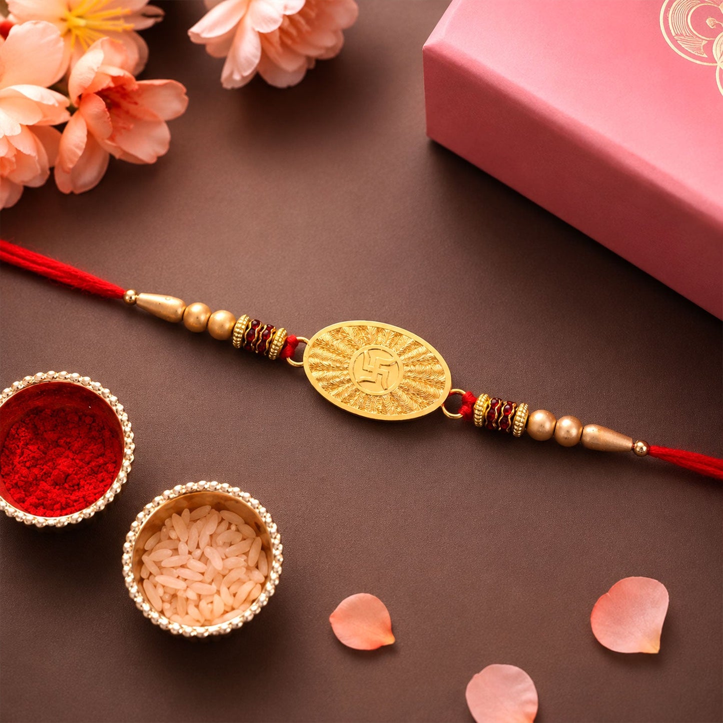 Round Swastik Symbol Designer Rakhi for Brother