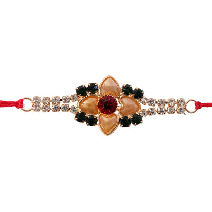 Floral Petal Stone Studded Premium Designer Rakhi for Brother