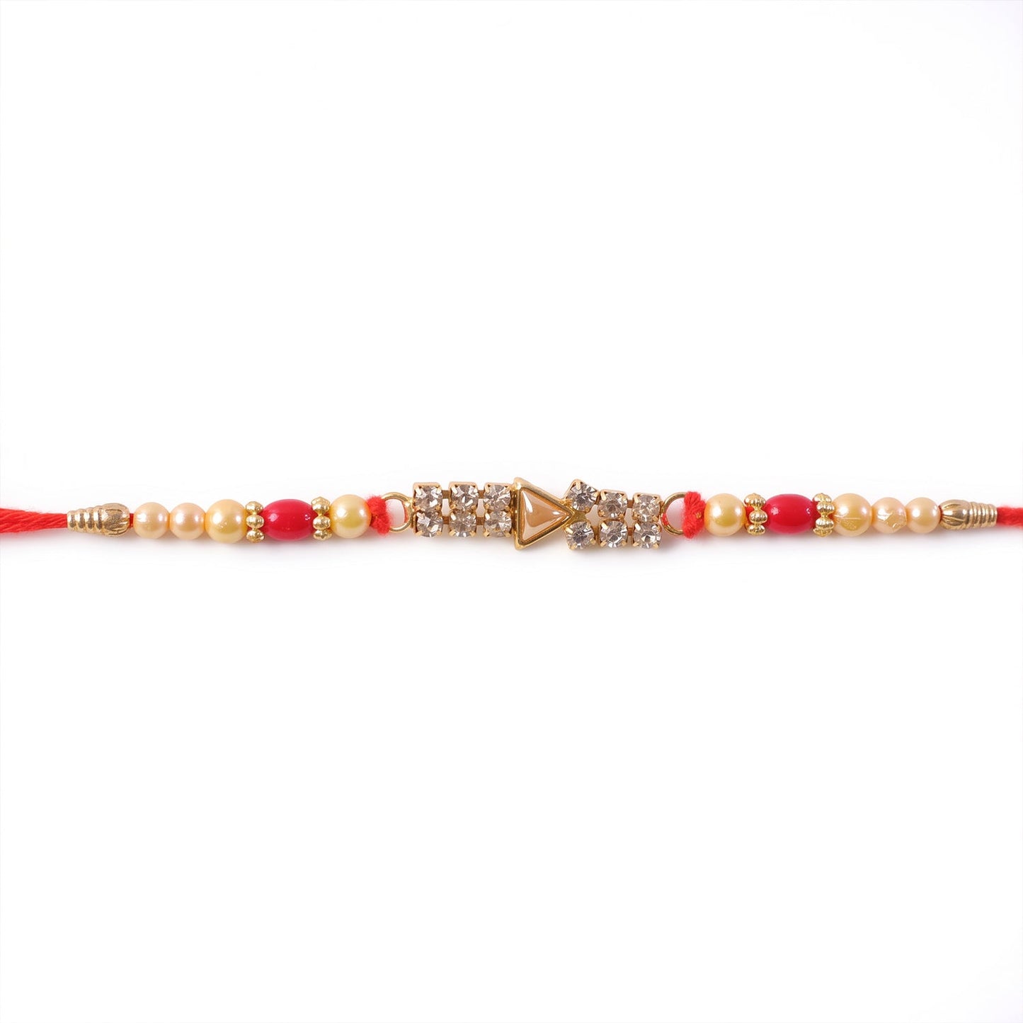 Diamond Stone Beads Charm Rakhi for Brother Bhai Raksha Bandhan Festival Special Gift
