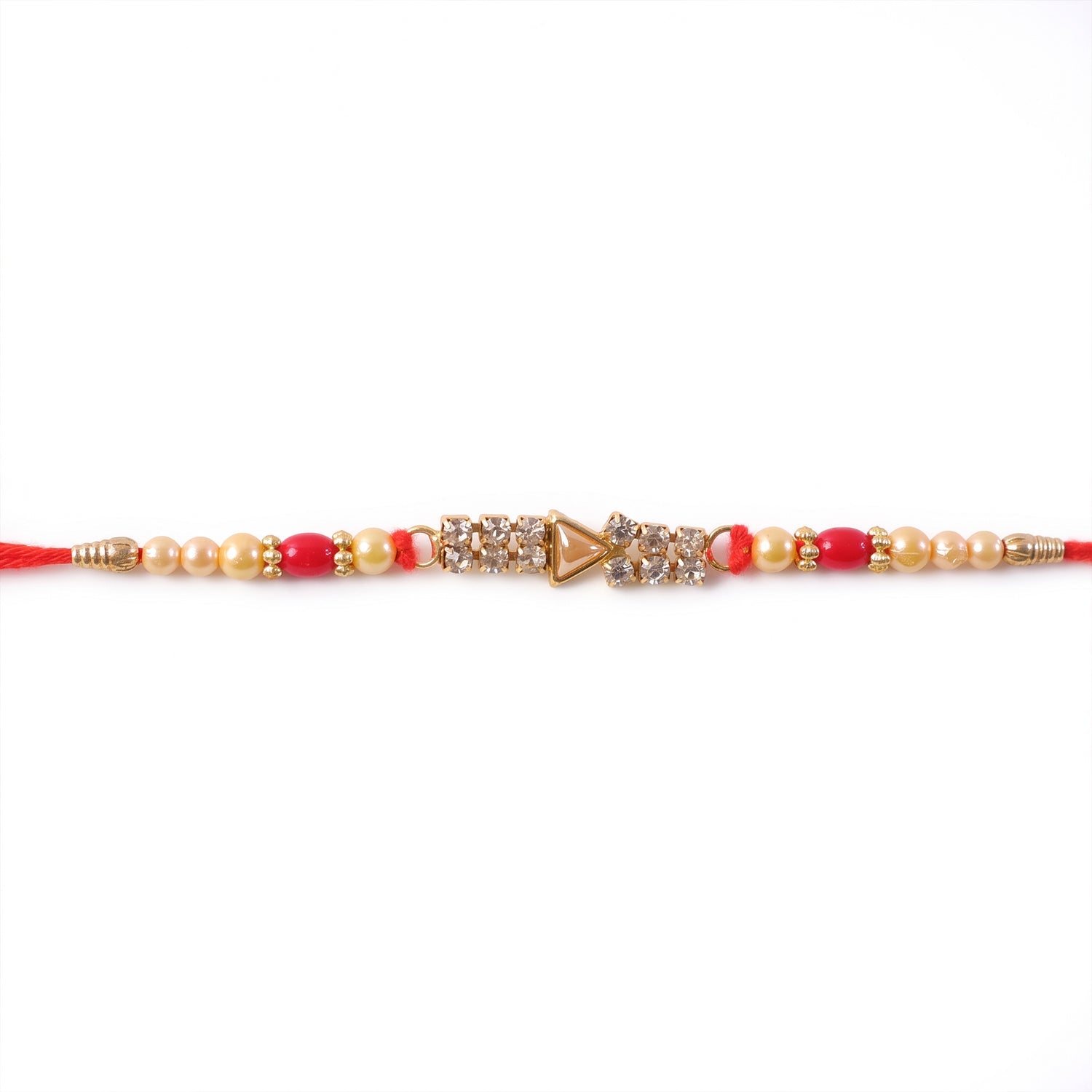 Diamond Stone Beads Charm Rakhi for Brother Bhai Raksha Bandhan Festival Special Gift