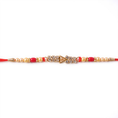 Diamond Stone Beads Charm Rakhi for Brother Bhai Raksha Bandhan Festival Special Gift