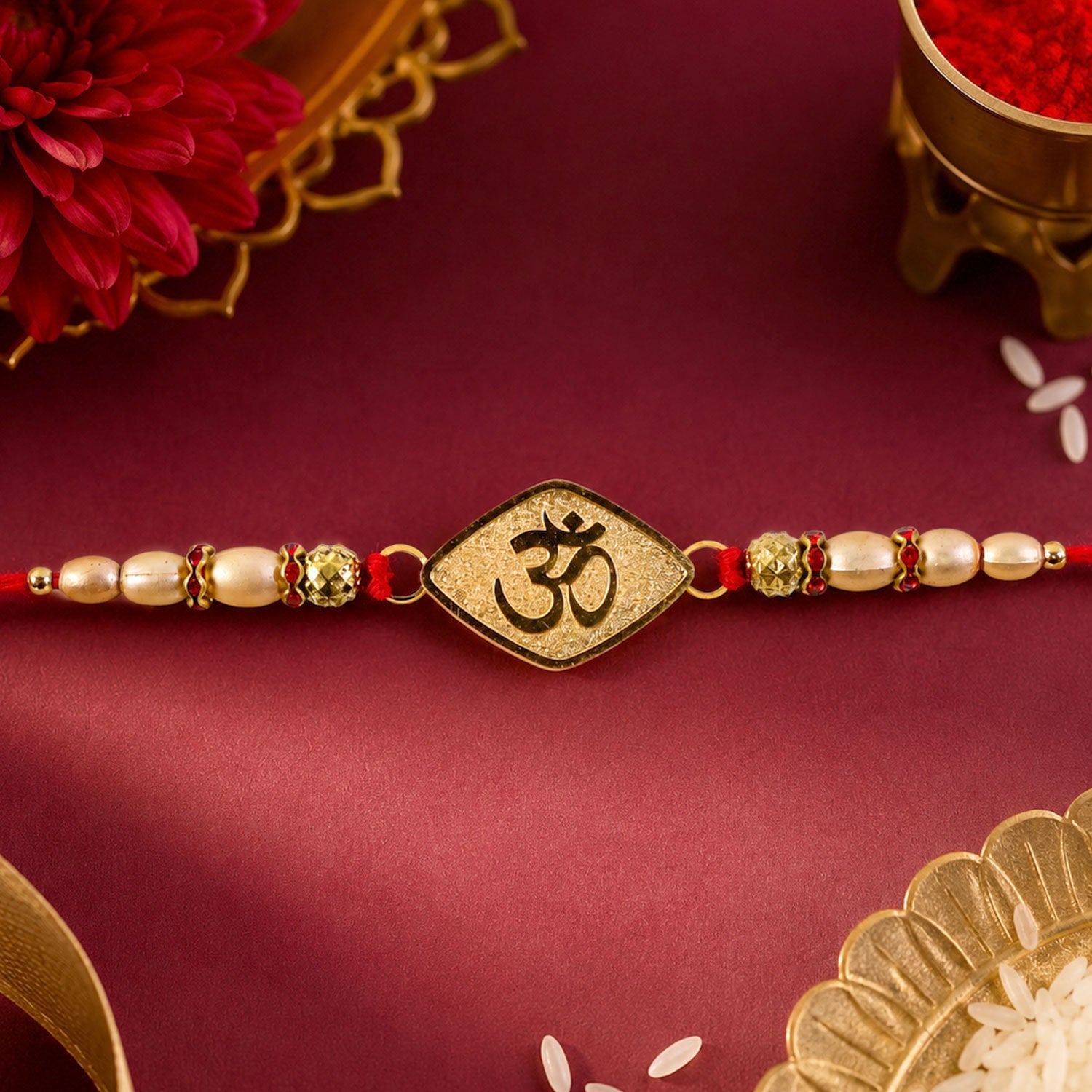 Om Symbol Shape Beaded Designer Rakhi for Brother