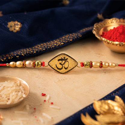 Om Symbol Shape Beaded Designer Rakhi for Brother