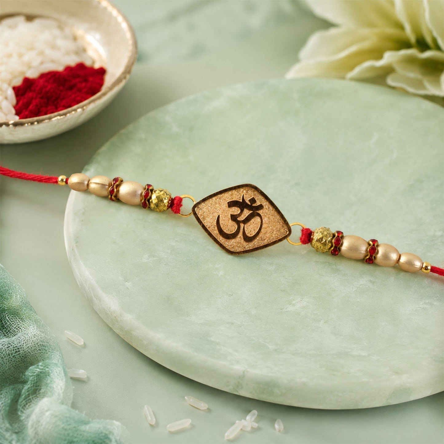Om Symbol Shape Beaded Designer Rakhi for Brother