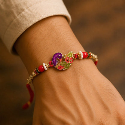 Peacock Motif Beaded Premium Designer Rakhi for Brother
