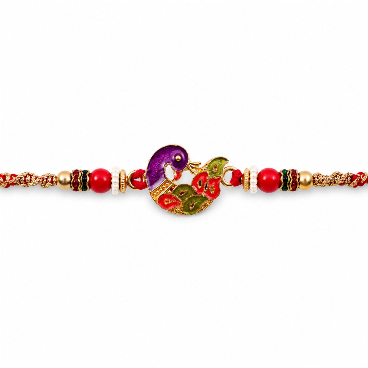 Peacock Motif Beaded Premium Designer Rakhi for Brother