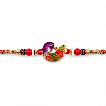 Peacock Motif Beaded Premium Designer Rakhi for Brother