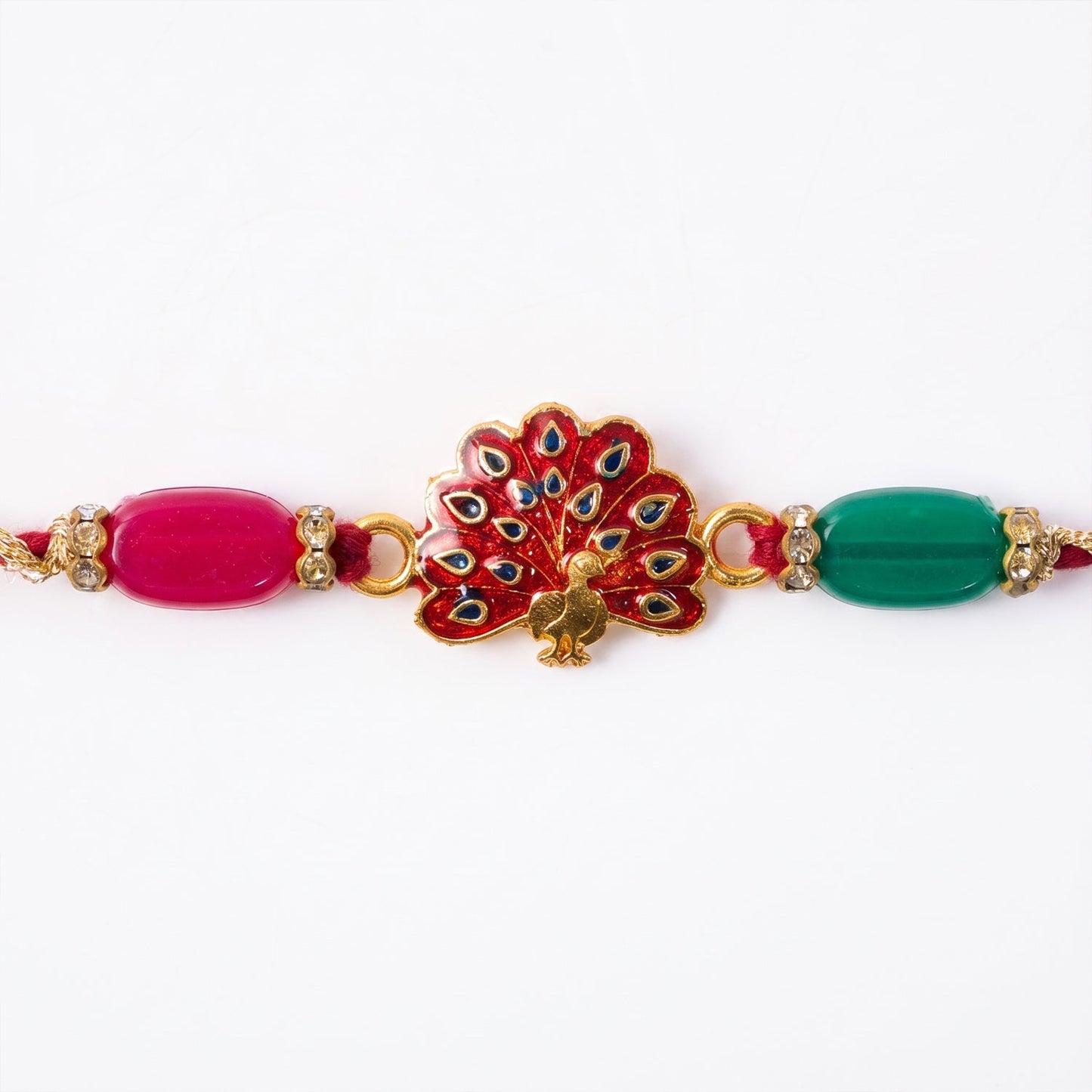 Peacock Charm Beaded Designer Premium Traditional Rakhi for Brother