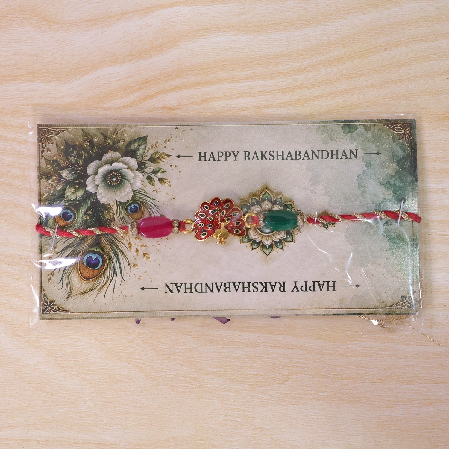 Peacock Charm Beaded Designer Premium Traditional Rakhi for Brother