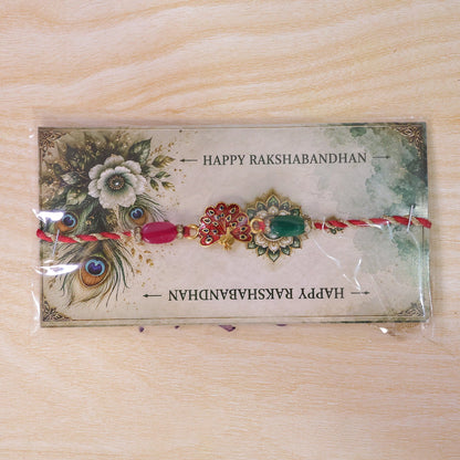 Peacock Charm Beaded Designer Premium Traditional Rakhi for Brother
