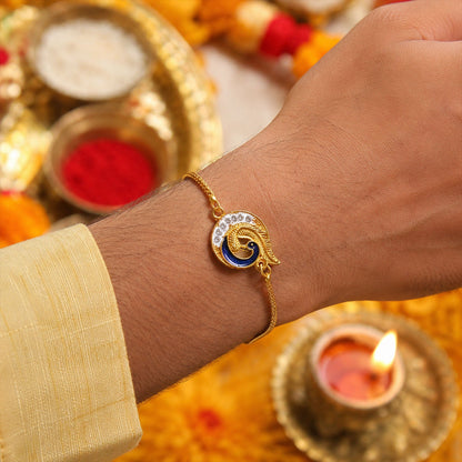Peacock Paisley Stone Studded Premium Designer Rakhi for Brother