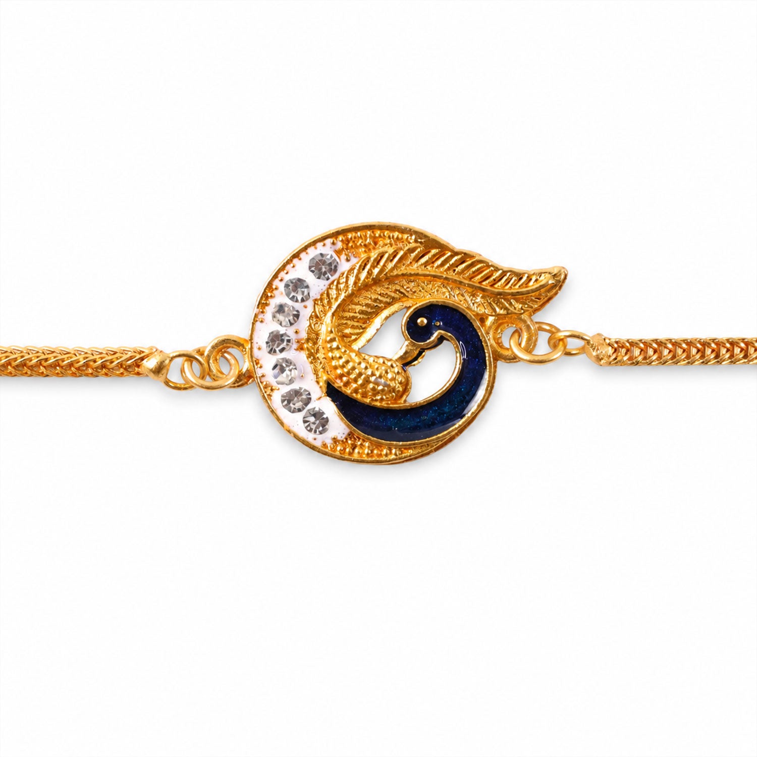 Peacock Paisley Stone Studded Premium Designer Rakhi for Brother
