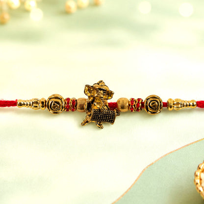 Lord Ganesha Beaded Premium Designer Rakhi for Brother